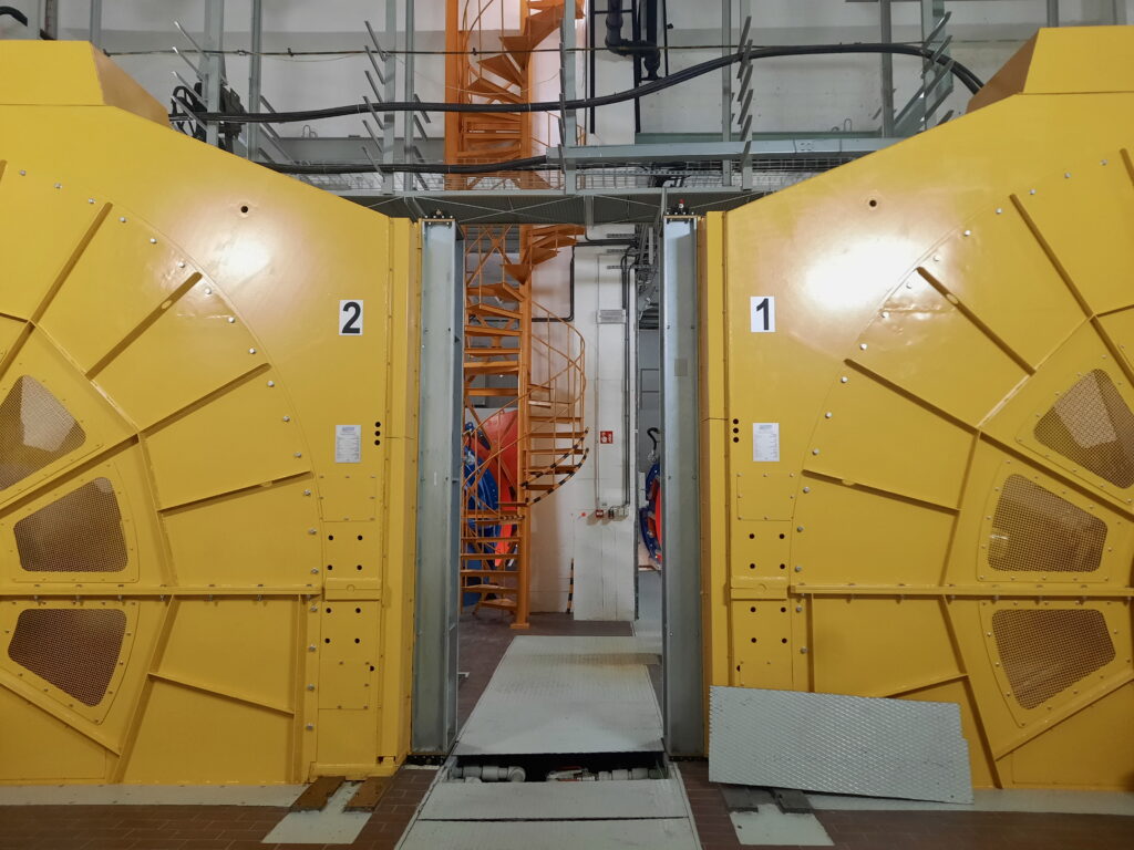 Turbine room of the Štvanice hydroelectric power station