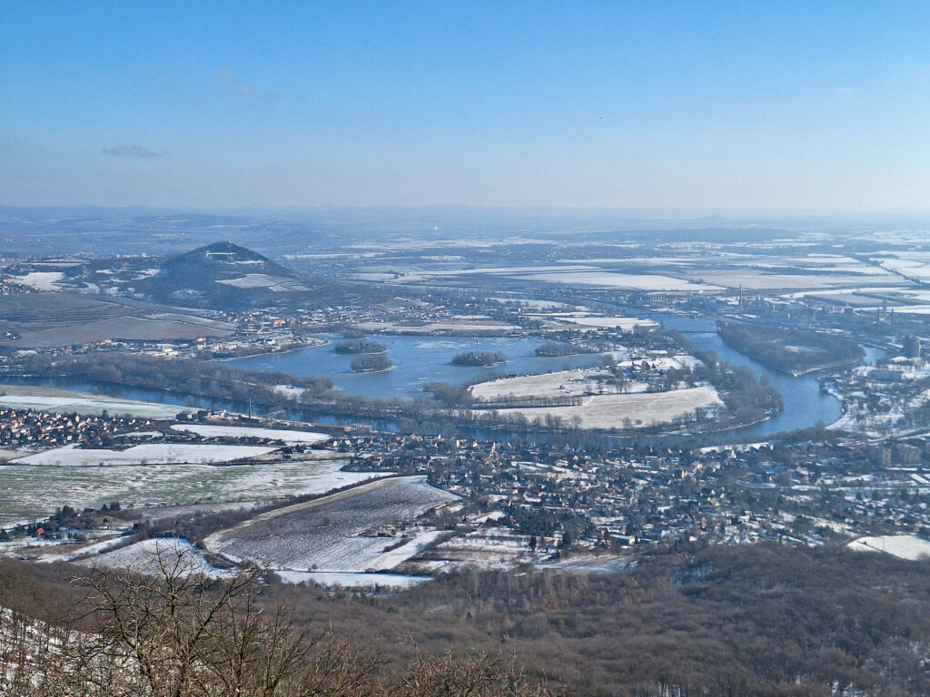 View from Lovoš: Žernosecké jezero and Radobýl