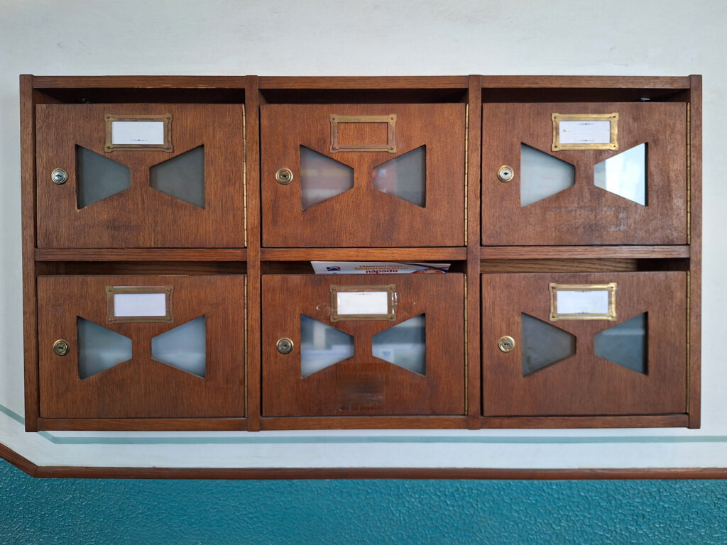 Cubism: wooden mailboxes