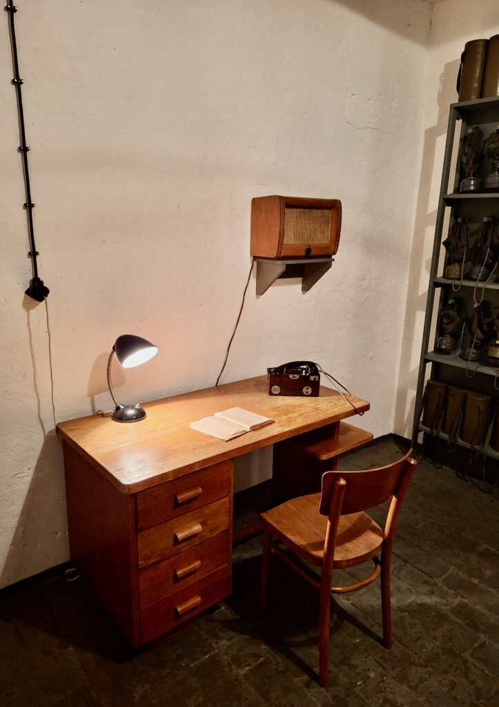 Civil defense shelter in the basement of the věžák.